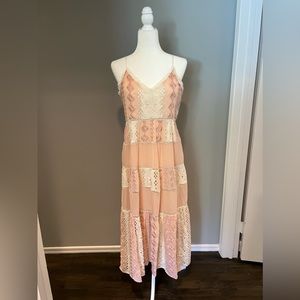 Love Sam Embroidered Light Pink Maxi Dress